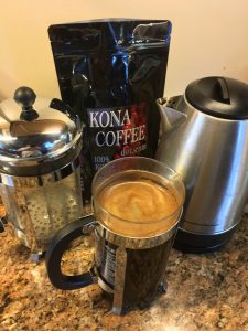 Kona Coffee in a french press